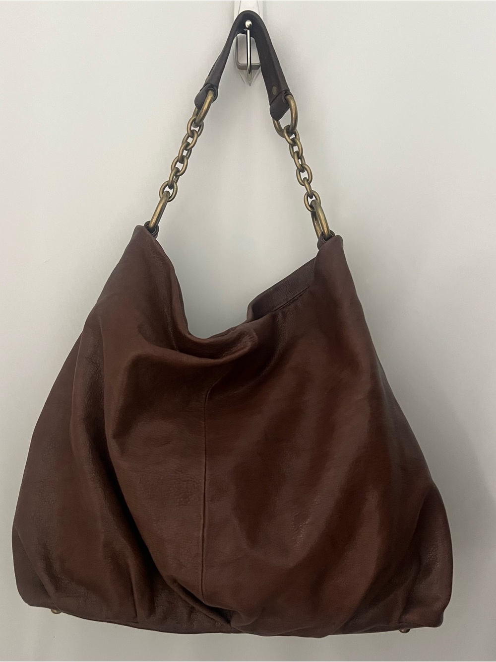 Nordstrom Large Chocolate Brown Genuine Leather Shoulder Tote Bag